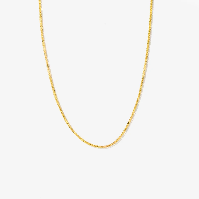 1mm Square Wheat Chain in 14K Yellow Gold (16")