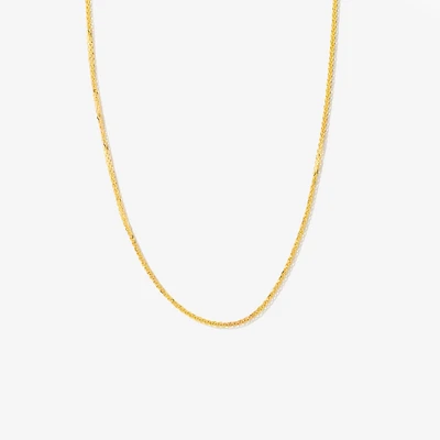 1mm Square Wheat Chain in 14K Yellow Gold (16")