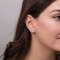 Lab Grown Round Cut Diamond Stud Earrings in 14K White Gold (3.00 ct t