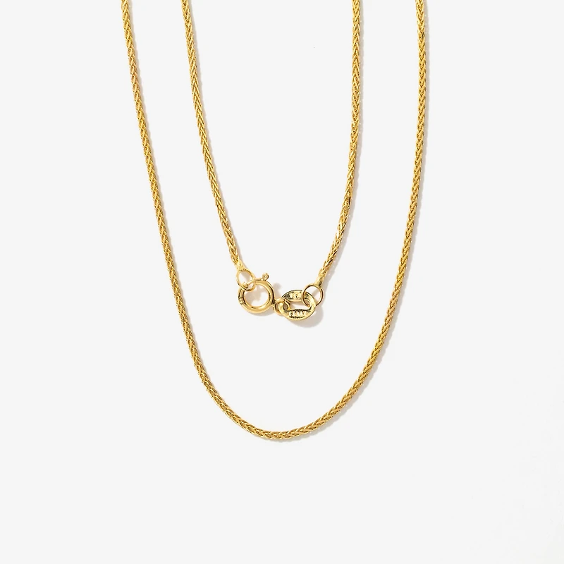 1mm Round Wheat Chain in 14K Yellow Gold (20")