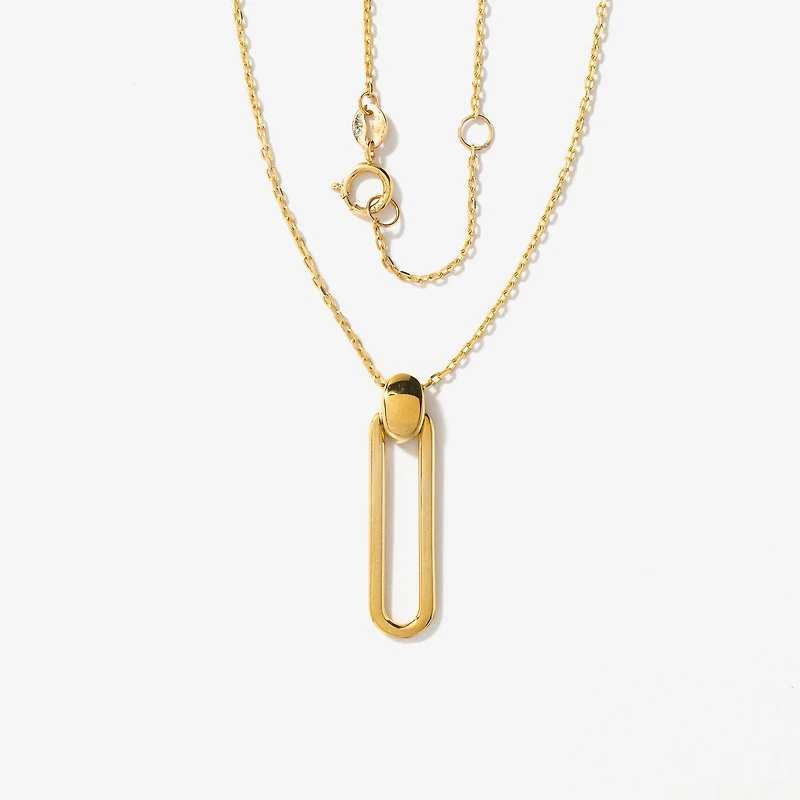 Rectangle Pendant Necklace in 10K Yellow Gold