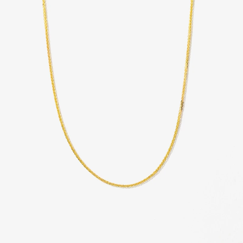 1mm Square Wheat Chain in 14K Yellow Gold (18")