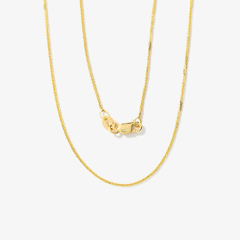 1mm Square Wheat Chain in 14K Yellow Gold (18")