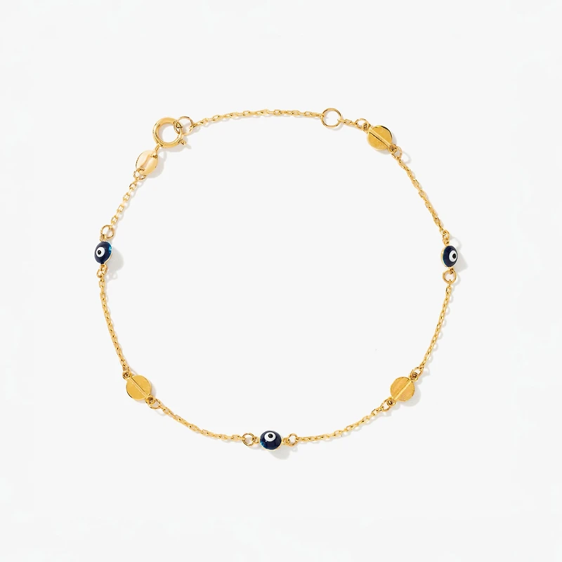 Evil Eye Bracelet in 10K Yellow Gold