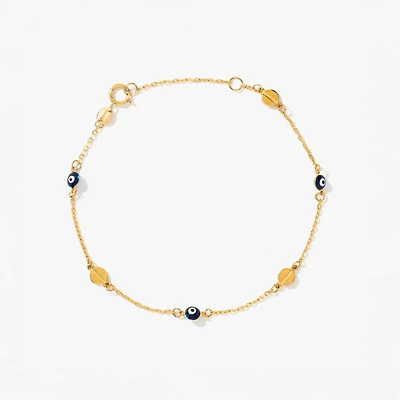 Evil Eye Bracelet in 10K Yellow Gold