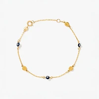 Evil Eye Bracelet in 10K Yellow Gold