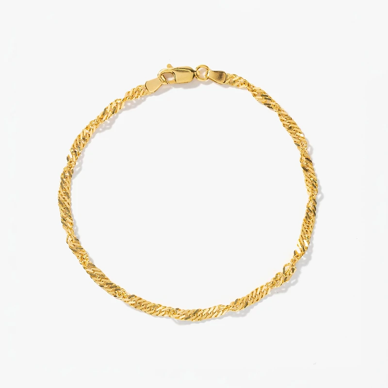 3mm 10K Yellow Gold Singapore Bracelet