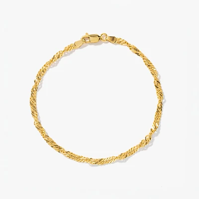 3mm 10K Yellow Gold Singapore Bracelet