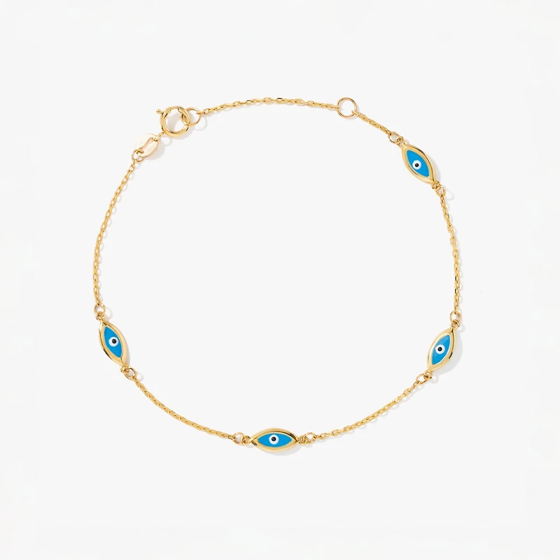 Evil Eye Bracelet in 10K Yellow Gold
