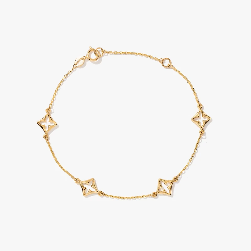 Flower Bracelet in 10K Yellow Gold