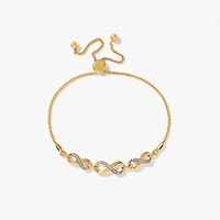 Infinity Bolo Style Bracelet in 10K Yellow Gold (0.05 ct tw)