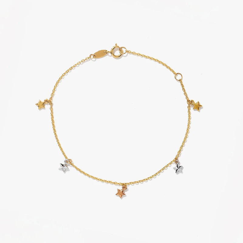 Star Bracelet in 10K Yellow Rose and White Gold