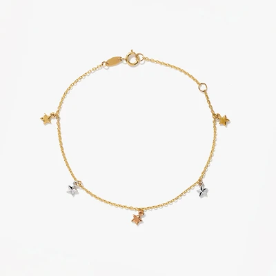 Star Bracelet in 10K Yellow Rose and White Gold