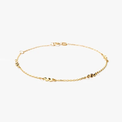 10K Yellow Gold Bracelet with Leaf Motif