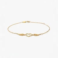 Heart and Wings Bracelet in 10K Yellow Gold