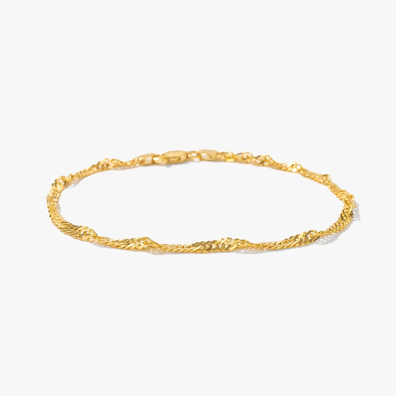 3mm 10K Yellow Gold Singapore Bracelet
