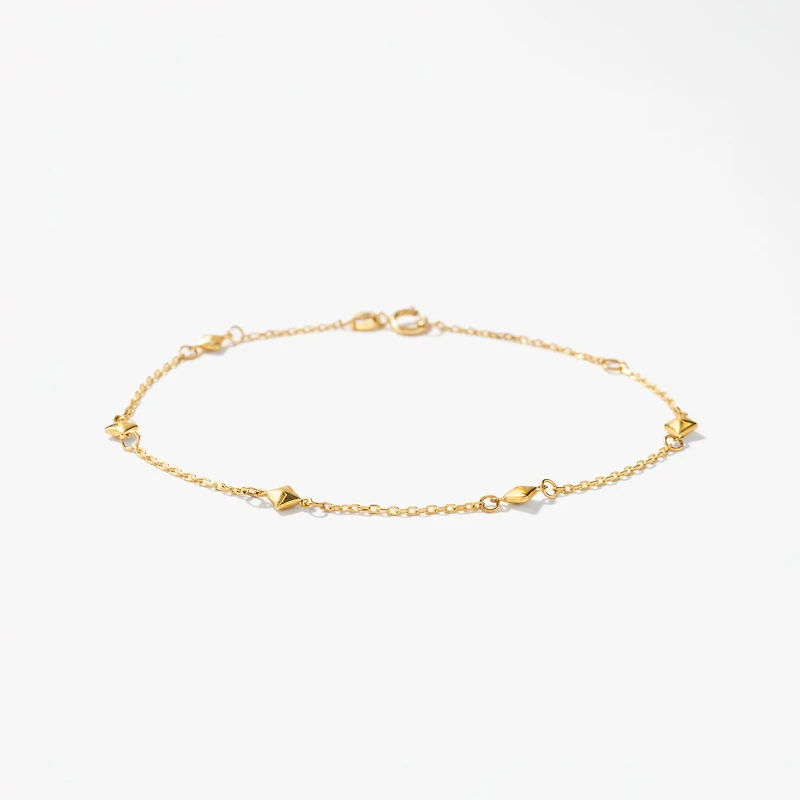 Diamond Shape Link Bracelet in 10K Yellow Gold