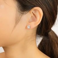 Crescent Set Lab Grown Diamond Stud Earrings in 14K White Gold (1.00 c