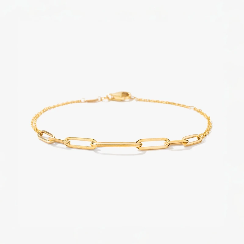 10K Yellow Gold Paper Clip Bracelet