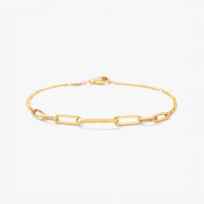 10K Yellow Gold Paper Clip Bracelet