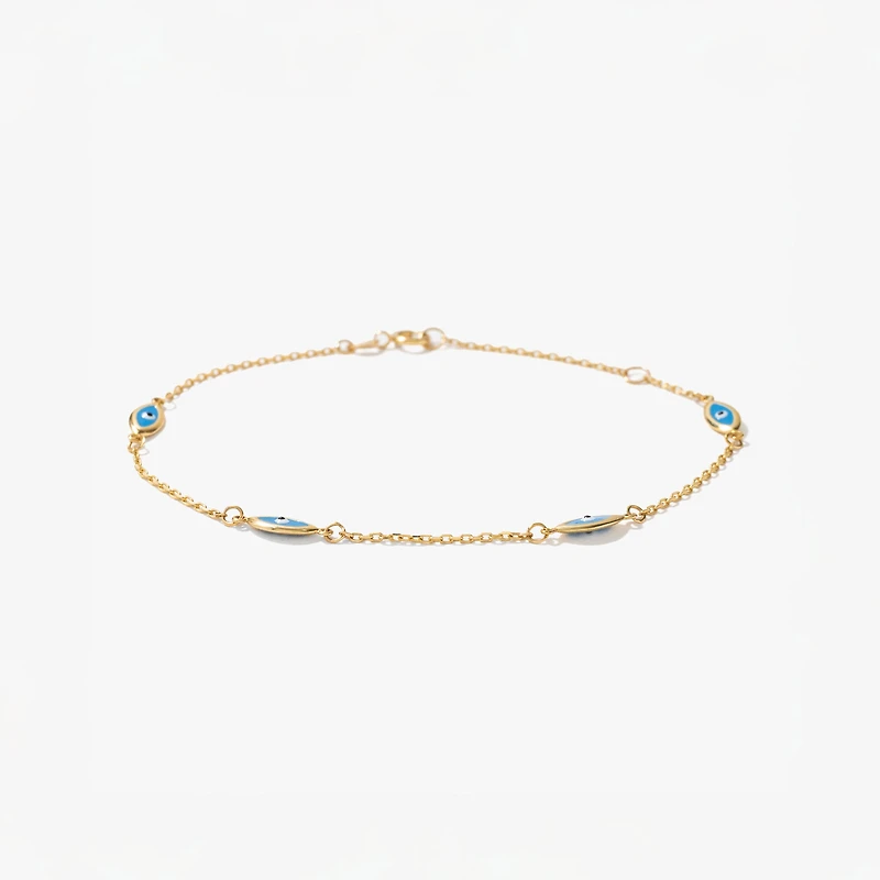 Evil Eye Bracelet in 10K Yellow Gold