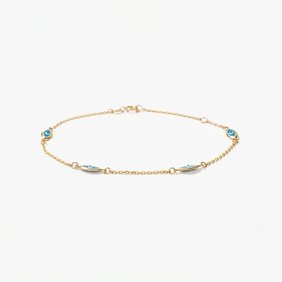 Evil Eye Bracelet in 10K Yellow Gold