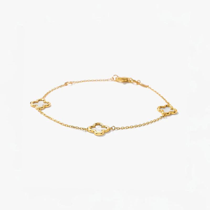 Flower Link Bracelet in 10K Yellow Gold