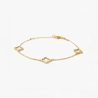 Flower Link Bracelet in 10K Yellow Gold