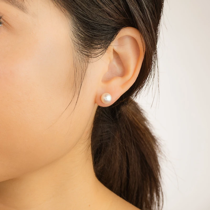 7-7.5mm Pearl Stud Earrings in 14K White Gold