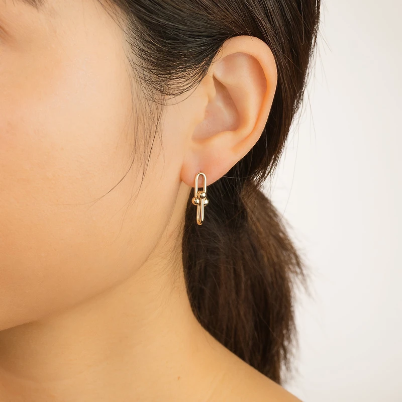 U Shape Drop Earrings in 10K Yellow Gold