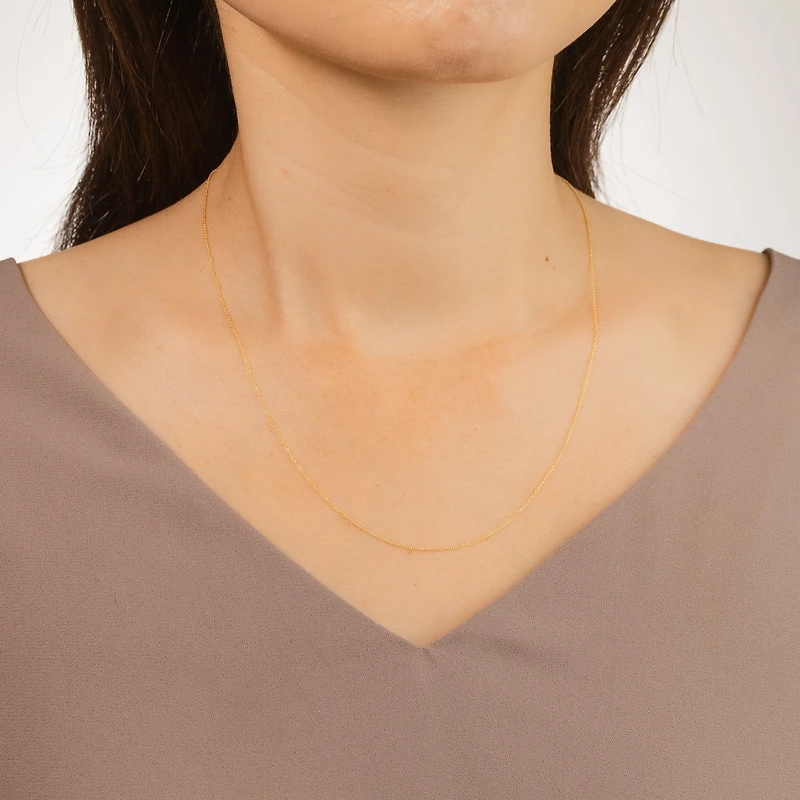 10K Italian Yellow Gold 1mm Round Cable Chain (18")