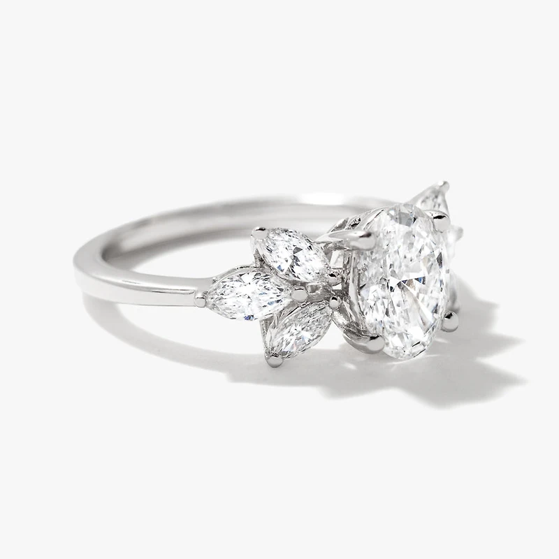 Lab Grown Oval Diamond Engagement Ring in 14K White Gold (1.54 ct tw)