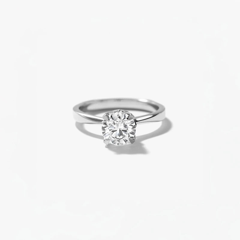 Lab Grown Round Cut Diamond Engagement Ring 14K White Gold (1.00 ct