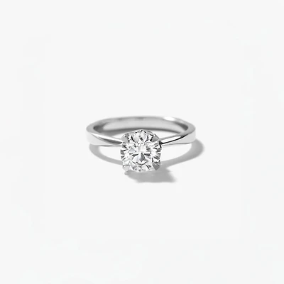 Lab Grown Round Cut Diamond Engagement Ring 14K White Gold (1.00 ct