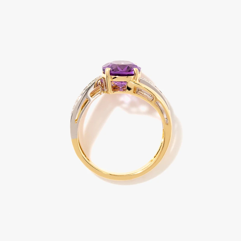 Amethyst Ring 10K Yellow and White Gold