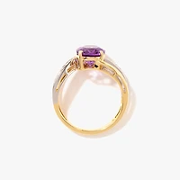 Amethyst Ring 10K Yellow and White Gold