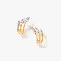 Diamond Cluster Hook Earrings in 10K Yellow and White Gold (0.07 ct tw