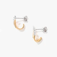Diamond Cluster Hook Earrings in 10K Yellow and White Gold (0.07 ct tw