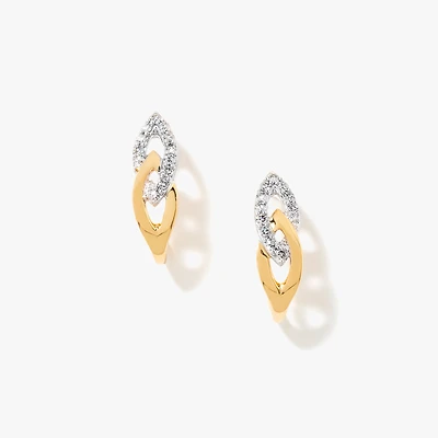 Diamond Knot Hook Earring in 10K Yellow and White Gold (0.15 ct tw)
