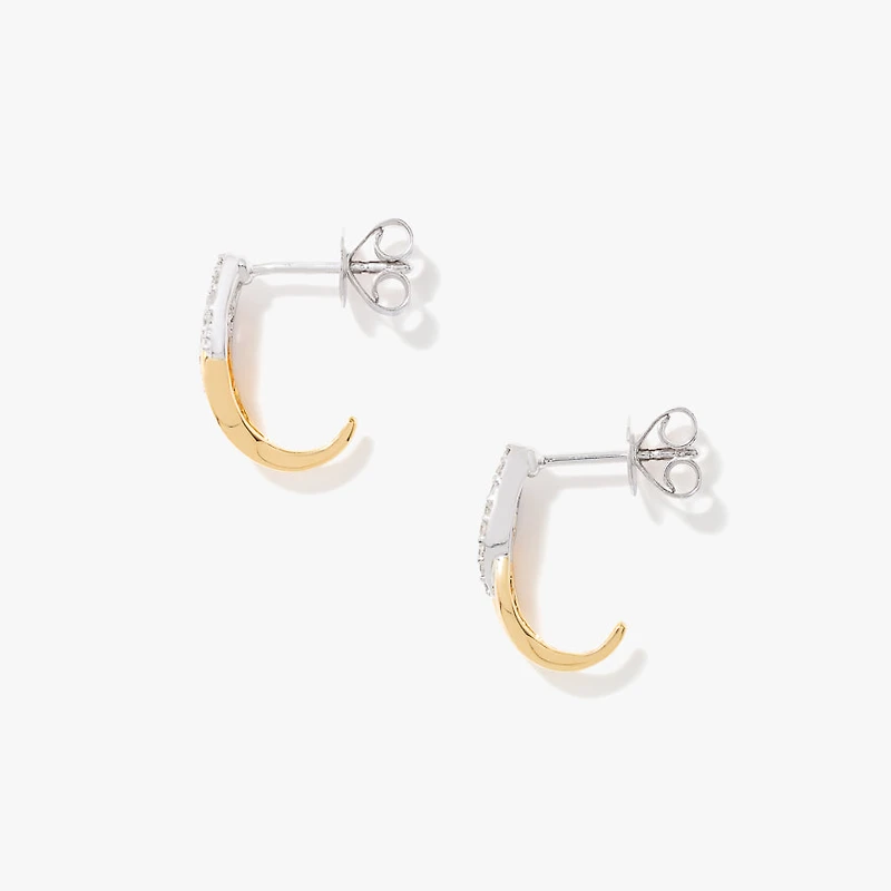 Diamond Knot Hook Earring in 10K Yellow and White Gold (0.15 ct tw)
