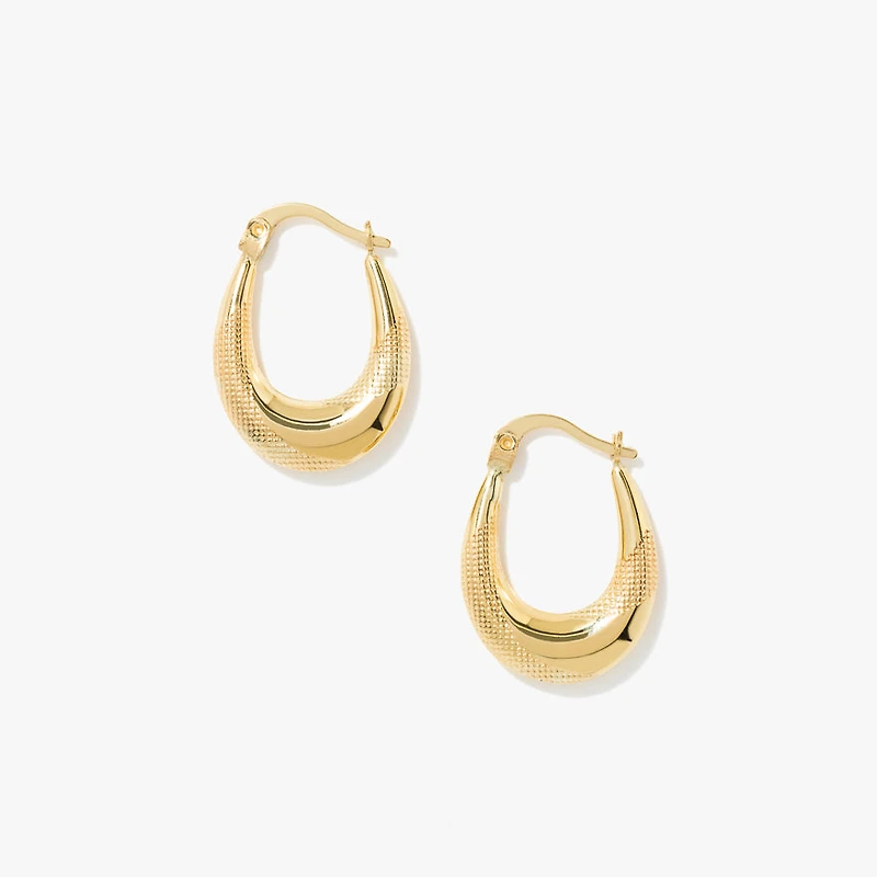 Oval Hoop Earrings in 10K Yellow Gold