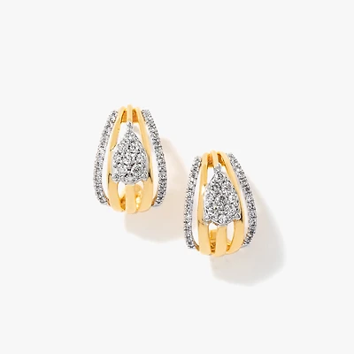 J Hook Diamond Earrings in 10K Yellow and White Gold (0.50 ct tw)