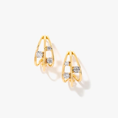 J Hook Diamond Earrings in 10K Yellow and White Gold (0.12 ct tw)