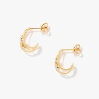 J Hook Diamond Earrings in 10K Yellow and White Gold (0.12 ct tw)