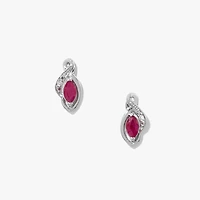 Ruby Earrings in 10K White Gold