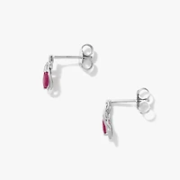 Ruby Earrings in 10K White Gold