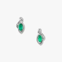 Emerald Earrings in 10K White Gold