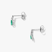 Emerald Earrings in 10K White Gold