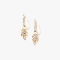 Diamond Leaf Drop Earrings in 10K Yellow Gold (0.30 ct tw)