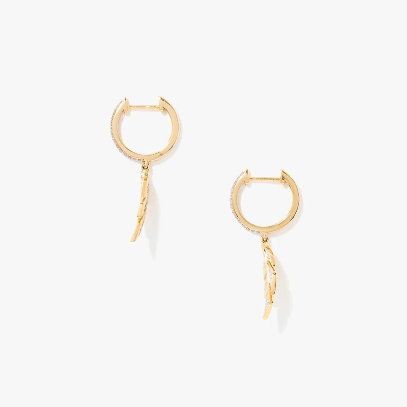 Diamond Leaf Drop Earrings in 10K Yellow Gold (0.30 ct tw)